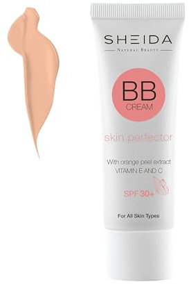 SHEIDA BB Crème de jour teintée avec SPF 30+, hydratation 24 h et optimiseur de la peau pour un teint uniforme, enrichi en vitamines E & C (extra léger, 50 ml)