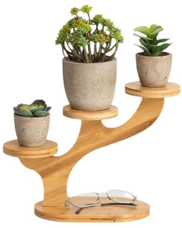 Mensola per piante in bambù per uso interno, piccolo supporto per piante grasse sul davanzale della finestra, mensola per fiori, patio, cortile