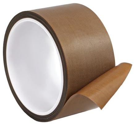 MISIQIMA Teflon Ruban 50MM × 10M, Résistance à Haute Température Jusqu'à 300 °C, le Ruban PTFE Teflon Adhesif Convient Machine de Scellage Manuelle, Machine de Scellage Par Impulsion
