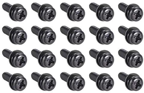 TA-VIGOR M5 Phillips Pan Head Bolt with Spring & Plain Washer 14mm 20pc | Carbon Steel Cross Round Head Machine Screws for Heavy-duty Fastening for Wood, Metal, Plastic