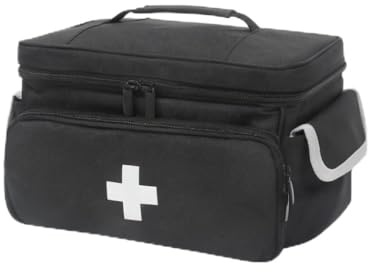 WEFHEF Botiquín de Primeros Auxilios, Bolsa para Medicamentos Vacía de Tela Oxford con Varios Compartimentos, Bolsa de Emergencia Médica Portátil para Hogar, Viaje, Camping y Senderismo 29*19.5*17.5cm