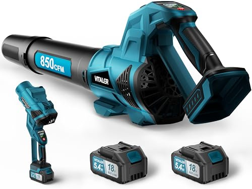 Soplador de Hojas a Batería 1444m³/h 402km/h Motor Sin Escobillas 2x5,4Ah