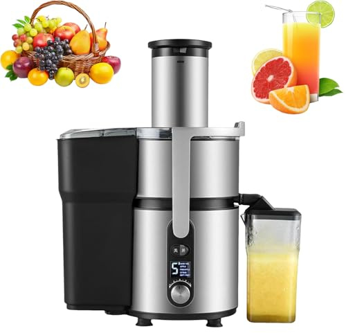 Apelsinjuicemaskin i rostfritt stål med 5 hastighetsinställningar, 1250w centrifugaljuicer, 84 mm utmatningsränna för hela frukter Grönsaker Hemreklam