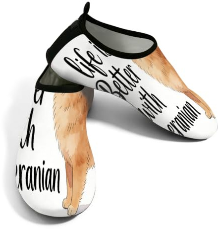 Glilade Zapatos de agua para mujeres y hombres, zapatos de playa para piscina, yoga, surf | Zapatos de natación descalzos de secado rápido, antideslizantes, para pesca, remo, río, lago (mejor vida con pomerania)