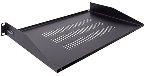 NavePoint Cantilever Server Shelf Vented Shelves Rack Mount 19 1U Black 10 (250mm) deep