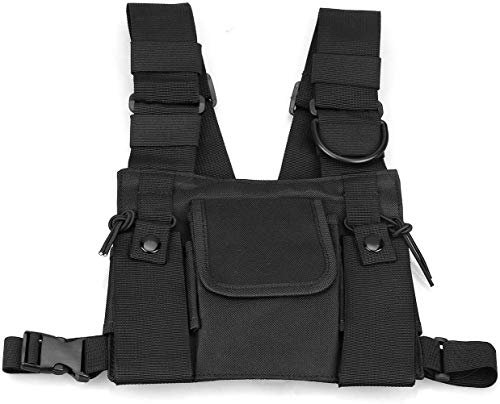 Maijia Radio Walkie Talkie Brusttasche Geschirrtaschen Hip Hop Streetwear Herren Funktionelle Taille Taschen Verstellbare Taschen Weste