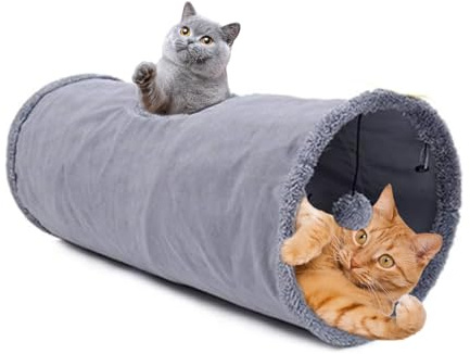 Primst Cat Tunnel, Large Indoor Outdoor Collapsible Pet Toy Crinkle Tunnel Tube with Storage Bag for Cat, Dog, Puppy, Kitty, Kitten, Rabbit (26x12inch)