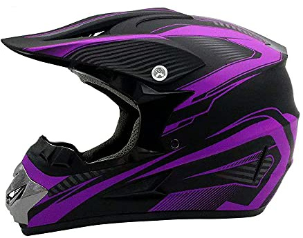 Woljay Casco da Motocross Moto Cross Occhiali Integrali ATV per Downhill Offroad Scooter Bambini Adulti - 3 regali (L, Viola)