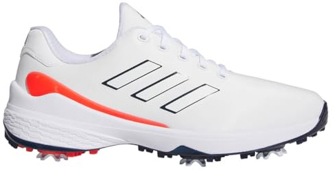 adidas Golf Mens Spike Traxion Golf Shoes - White/Navy/Red - UK 10