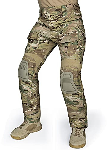 IDOGEAR G3 Pantaloni da Combattimento Pantaloni Tattici con Ginocchiere per Uomini Pantaloni Militari da Caccia All'aperto (Multi-Camo, 38W x 33L)