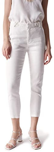 Salsa Jeans Pantalones Chinos de Lino para Mujer Mujer Color: 010 Light Pearl Talla: W:28 L:28