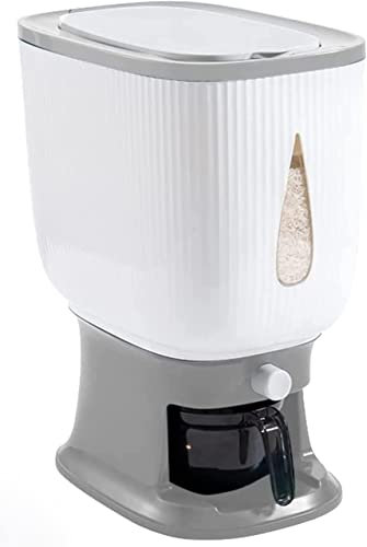 ANMOO Reisspender, 10 kg, Reisbehälter für Reisaufbewahrung, Müsli-Spender mit Deckel, große Müsli-Aufbewahrungsbehälter mit Reis-Messbecher (grau)