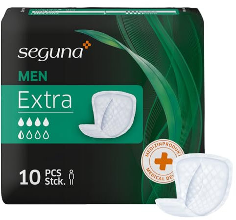 SEGUNA MEN Extra, Inkontinenzeinlagen für Männer, Inkontinenz Slipeinlagen, Hygiene-Einlagen bei leichter bis mittlerer Blasenschwäche (Sparpaket (8 x 10 Stück))