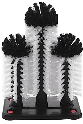 Hniuyun Water Bottle Cleaning Brush, Glass Washer with Suction Base 3 Head Bristle Brush for Long Leg Cup, Red Wine Glass, Kitchen Bar Beer Cup