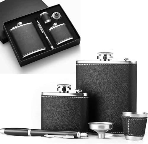 Hengrongshen Fiaschetta,Set Doppio Vaso da 225 ml Con Penna,Bicchiere da Vino,Imbuto,Fiaschetta Alcool,Fiaschetta Tascabile Fiaschetta Whisky è Adatto per Uscire e Regalare