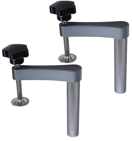 Luolety 2 Pcs Hold Down Clamp MFT Table Dog Hole Quick Acting Hold Down Clamp Desktop Clip Adjustable Stainless Steel Benchtop Clamps for Woodworking Benchtop (20MM)
