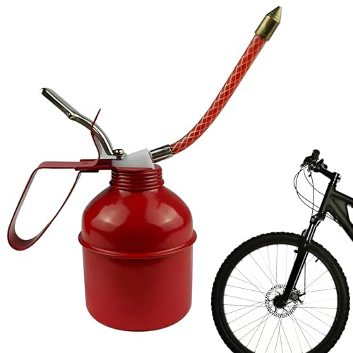 Buachois Oil Can,Manual Pump Oil Can,Red Metal Lever Style Lubrication Oiling Can with Flexible Spouts,Multipurpose Pump Oil Can for Car Bike Motor and Machines,Fluid Containe