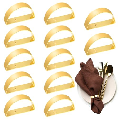 GUOYIHUA Serviettenringe, 12 Stück Serviettenringe Gold aus Metall, Ramadan Tischdeko, Servietten Ringe Serviettenschnallen, für Hochzeit Party, Abendessen, Ramadan, Jahrestag