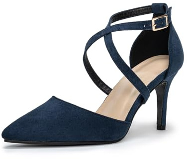 Hoefirm Damen Pumps High Heels Sexy Riemchenpumps Elegante Schuhe mit Absatz Stiletto Spangenpumps Schuhe Sommer Pumps Wildleder Blau 37