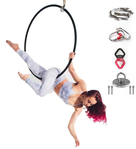 Lyra Reifenring, Einpunkt Aerial Hoop Set, Aerial Yoga AusrüStung Aus Edelstahl, Tanz FitnessgeräTe, FüR Zuhause, Fitnessstudio, Zirkusse,85cm-3.2cm
