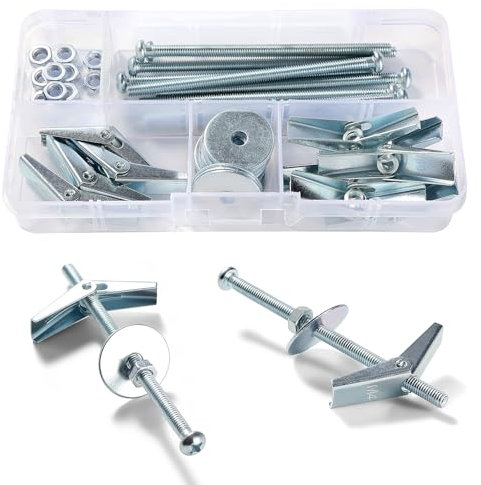 Lyeteung 10 Juegos M4 Anclajes de Palanca, Perno de Palanca de Resorte, Juego de Pernos de Palanca y Tuerca de Mariposa, con Tuercas Hexagonales, Arandelas, para Placa de Yeso