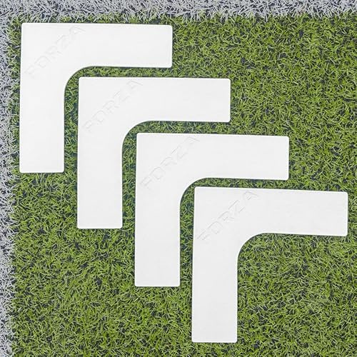 FORZA Pitch Line Marker Corners | Pack of 4 Ultra Durable Rubber Markers - Ideal for Pitch Boundary Marking [9 Colour Options] (White)