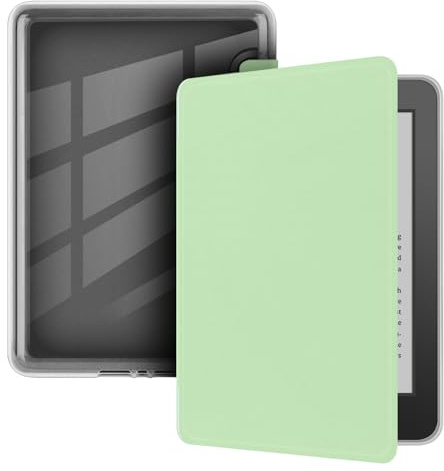 Fodral för 6-tums Kindle (11:e generationen-2024-utgåva), ultraklart mjukt flexibelt transparent TPU-bakskydd med automatisk vila/vakna för Kindle (modell Nr. RS23CV), ljusgrön