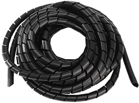 Banda para enrollar Cables en Espiral de 10 mm x 10 m, Color Negro, Ideal para organizar y Proteger Cables eléctricos y de Audio.