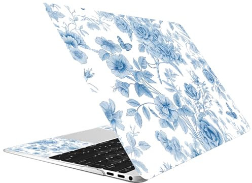 CREATCABIN Blue Flowers Laptop Skin Sticker Decal Netbook Skin Sticker Notebook Art Decal 12 13 13.3 14 15 15.4 15.6 Inch Laptop Protector Cover Waterproof Scratchproof Removable Easy to Apply