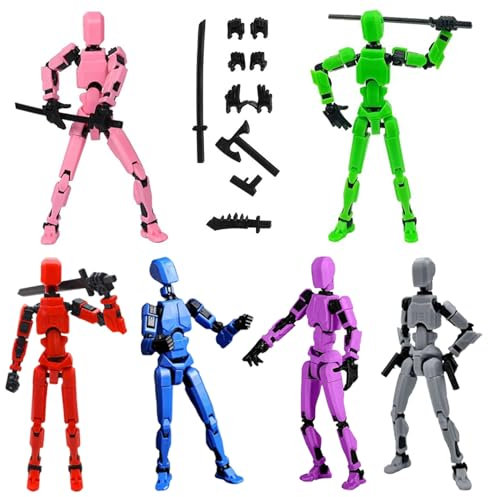 WORUIB 6Pcs Action Figures, T13 Action Figure, Dummy 13 Action Figure, 3D Decompression Movable Joint Dummy Doll Toy for Children and Adults DIY, Children's Gift (6 Colors)