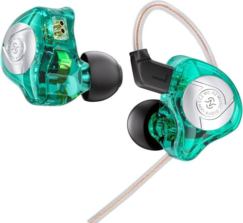 CCZ MC02 - Monitor in-ear, cuffie intrauricolari cablate da 10 mm Dual Magnetic DD, cancellazione del rumore, auricolari IEM bassi profondi, auricolari da gioco, auricolari cablati per PC