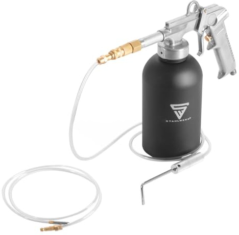 STAHLWERK Rostschutz-Sprühpistole 1100 ml 4-6 bar Hohlraumpistole, Druckbecherpistole, Unterbodenschutzpistole, Druckluftpistole, Hohlraumversiegelung, Korrosionsschutz