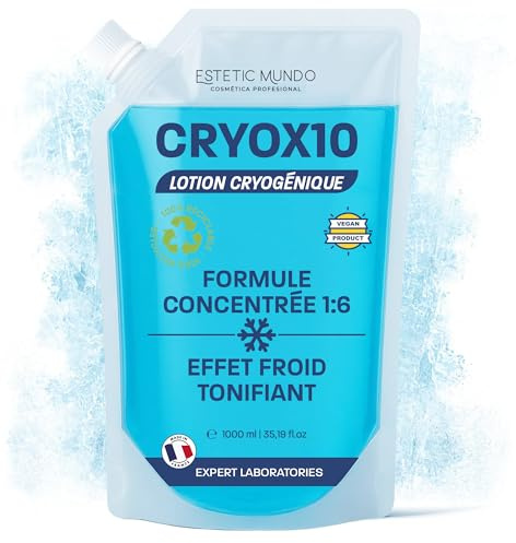 CRYOX10 Kryoterapilotion 1:6 – Kylande spray för muskler, leder, tunga ben & celluliter | Används direkt eller med kompress, bandage eller tyg | Professionell kylbandage (1000)