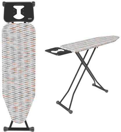 TheOwnas Ironing Board | 36 x 112 cm Ironing Board Table with Steam Iron Rest | Lightweight Iron Board Rack | 100% Cotton Heat-Resistant Washable Cover, Sturdy Non-Slip Metal Frame with Safety Lock.