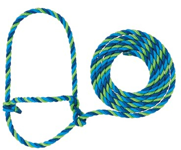 Weaver Leather Livestock Cattle Poly Rope Halter Blue/Hurricane Blue/Lime, (35-7900-H5)
