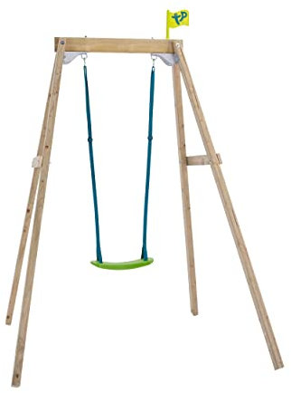 TP Toys Forest Wooden Single Swing Includes 1 Fully Adjustable Rapid Swing Seat, Supplied With Ground Stakes, FSC Certified Pressure Treated Wood, Strong and Sturdy Construction, Age 3 years+