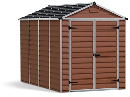 Canopia by Palram Gerätehaus Skylight 6x10 Geräteschuppen Metall 304 x 185 cm Bernstein Polycarbonatplatten rostbeständig UV-Schutz