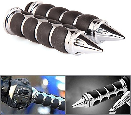 Pair of 1 Dual Motorcycle Bar End Hand Grips Handlebar for Cruisers Harley Yamaha Suzuki-Silver