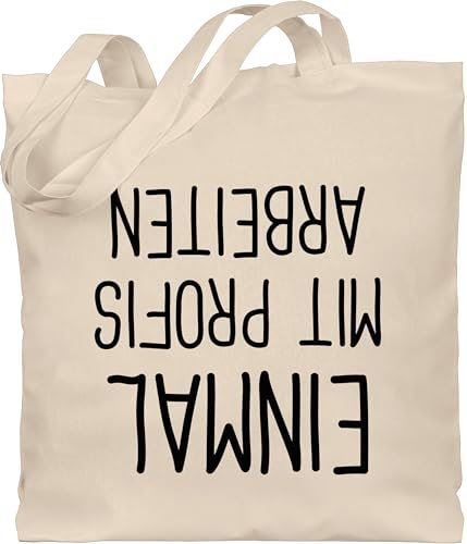 Shirtracer Baumwolltasche - Beruf und Job Geschenke - Einmal mit Profis arbeiten - Unisize - Naturweiß - kollegen geschenk arbeit beutel weihnachten kopfüber stoffbeutel jutebeutel einkaufstasche