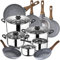 SAN IGNACIO Toledo Kochgeschirr-Set, 8-teilig, Edelstahl, mit Pfannen-Set (18/20/22/24/26/28 cm) Daihonig, aus geschmiedetem Aluminium