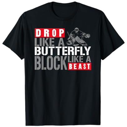 Ice Hockey Goalie Vintage Goalkeeper Drop Like A Butterfly T-Shirt