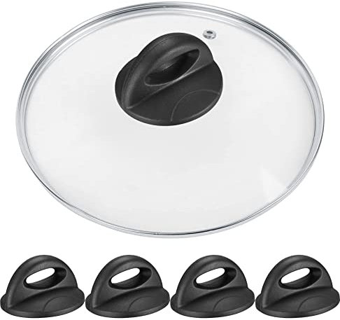 4 Pièces Boutons de Couvercle Poele, Casserole Couvercle Boutons, Bouton de Remplacement de Couvercle Cuisine pour Couvercle Verre, Poignée de Couvercle - Noir