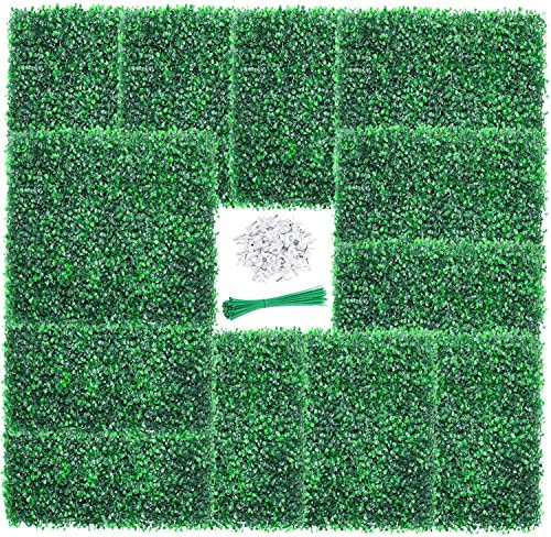 AGJIDSO 12 Stück Künstliche Hecke Sichtschutz Künstliche Pflanzenwand 50*50cm, Pflanzenwand Sichtschutz Hecke Künstlich Pflanzen Wand Kunstpflanzen für Innen Haus Garten Hochzeit Dekoration