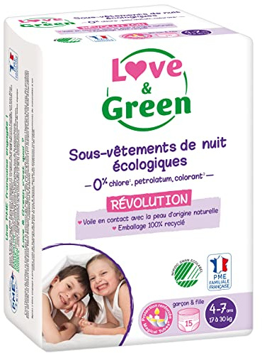 Love & Green SOUS-VÊTEMENTS DE NUIT ENFANTS ÉCOLOGIQUES 4-7 ans x15
