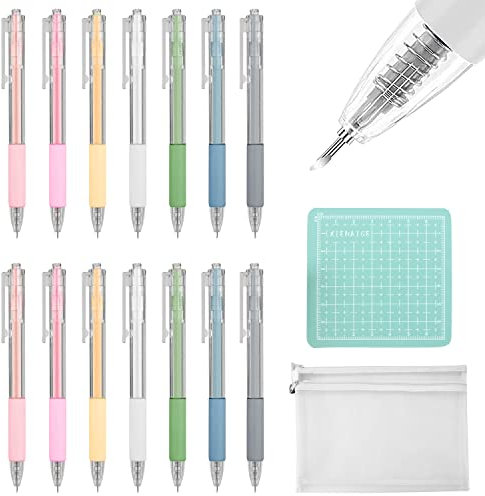 OMIGA 14 Stück Papierschneidestift Cutter Stift Allzweckmesser Tranchier Präzisionsmesser mit Schneidebrett Papier und Einem Federmäppchen Handwerk Schneidwerkzeuge für Schüler DIY Art Cutting
