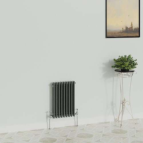 WarmeHaus Traditional Radiator Anthracite Horizontal Double Column Cast Iron Grey Radiators 600x425mm
