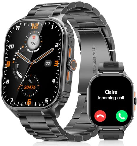 TIFOZEN Smartwatch Herren mit Telefonfunktion, 2,01-Zoll-HD-Touchscreen Militär Smartwatch, IP68 wasserdichte Sportuhr, Herzfrequenz/SpO2/Schlafmonitor, 100+ Sportmodi Fitness-Tracker für iOS Android