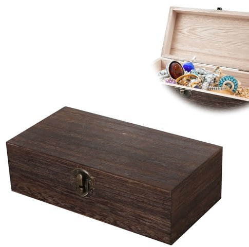 HOMURY Scatola in legno con coperchio, 20 x 10 x 6 cm, marrone legno di pino con coperchio, scatola dei ricordi, scatola in legno naturale, per conservazione, decorazione come regalo