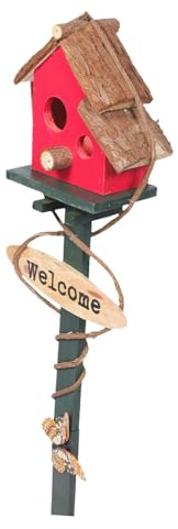 Toddmomy Bird Houses Yard Stake Bird Nest Garden Decorative Sticks Yard Stake Decor Wood Birdhouse with Stake Bird House on Stake Standing Bird Feeder The Bird's Nest Rattan Decorations