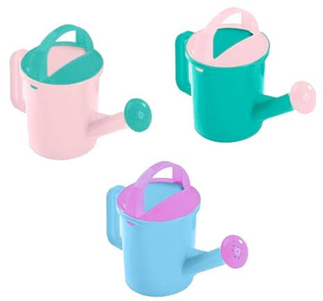 Tradineur - Pack de 3 Pequeñas Regaderas con Asa - Capacidad de 0,75 L - Fabricado en Plástico - Ideal para el riego de Plantas pequeñas y Medianas - Colores Pasteles Aleatorio
